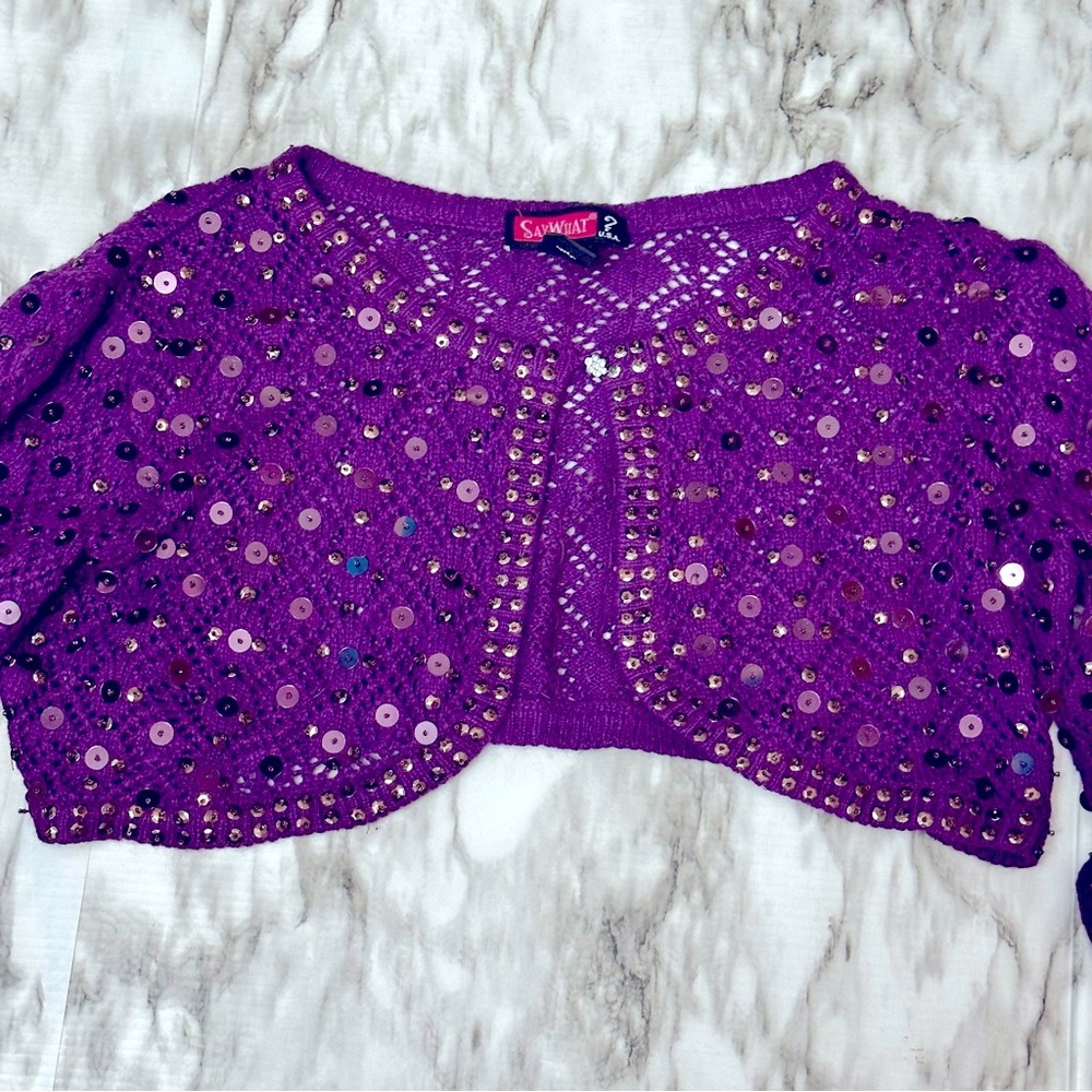 Say What? Purple Sequin Shrug